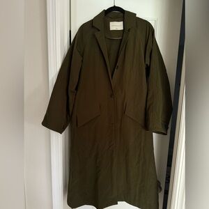 Aritzia Babaton Long Trench Coat Olive Green XXS